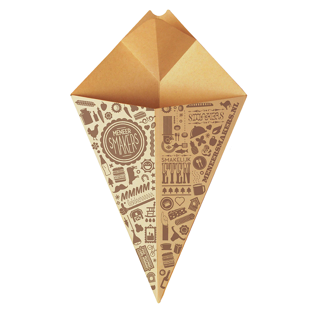 Kartonnen frietkegel met saus reserve